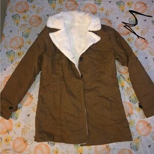 Women's Brown Coat with White Lining